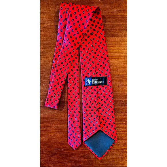 Bert Pulitzer 100% Silk Red Tie, Blue Accents NWOT, New - Picture 3 of 5